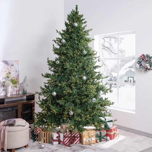 Kinsley Prelit Aritificial Christmas Tree，Realistic Traditional Christmas Tree with Lights