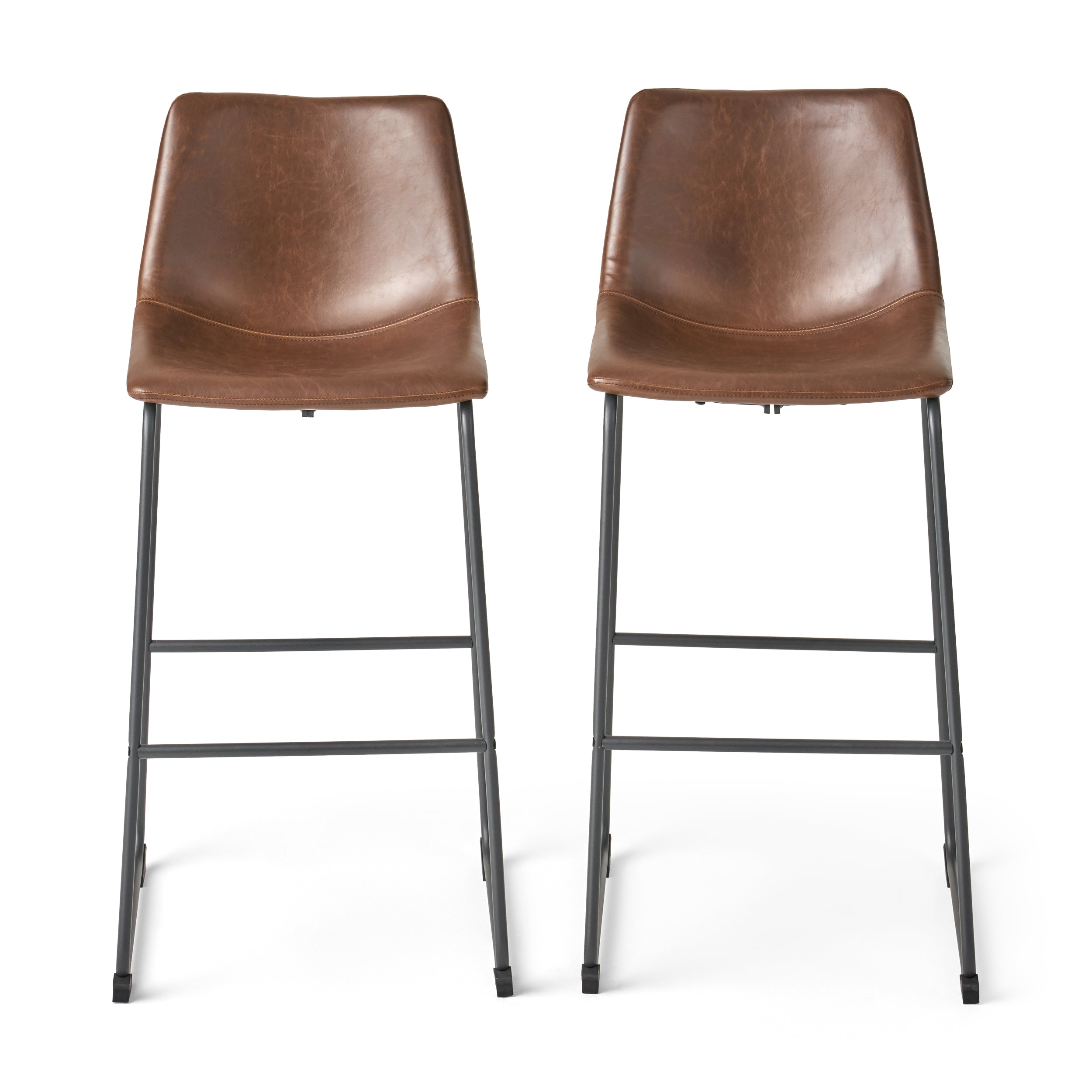 30-Inch Central Vintage Brown Bar Stool (Set of 2)