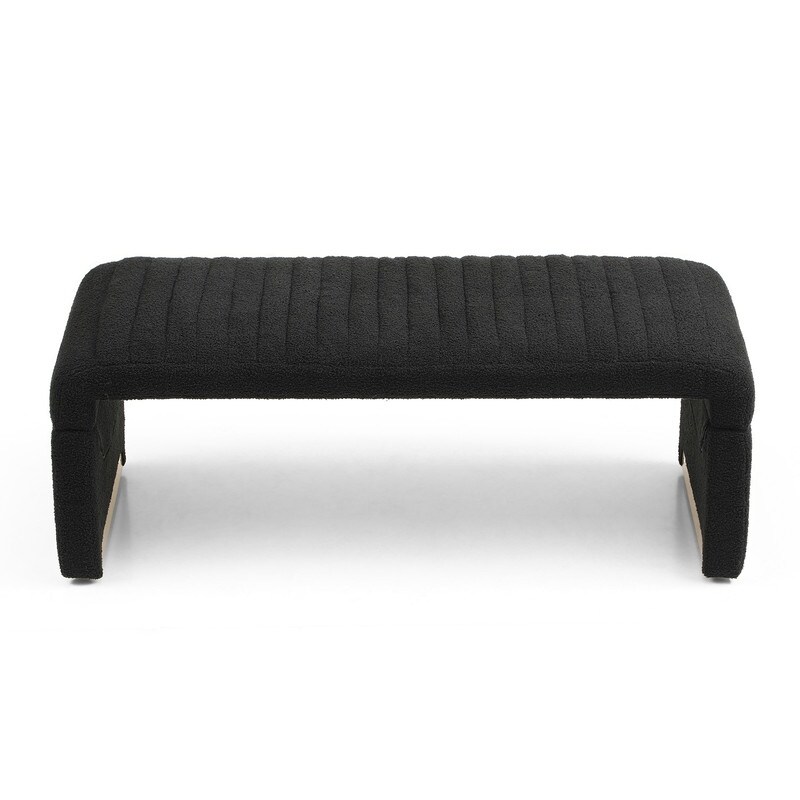 Modern Entryway Bench  Upholstered Sherpa Fabric End of Bed Bench