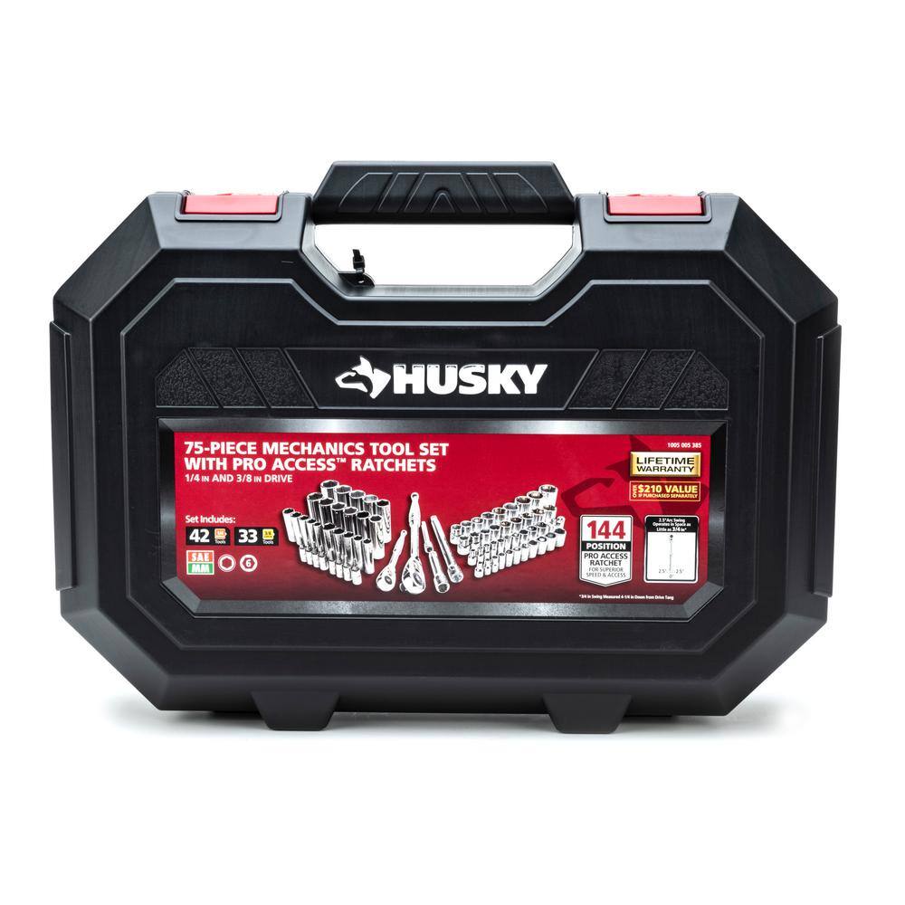 Husky 144-Position 14 in. and 38 in. Drive Mechanics Tool Set (75-Piece) H14475MTS-06