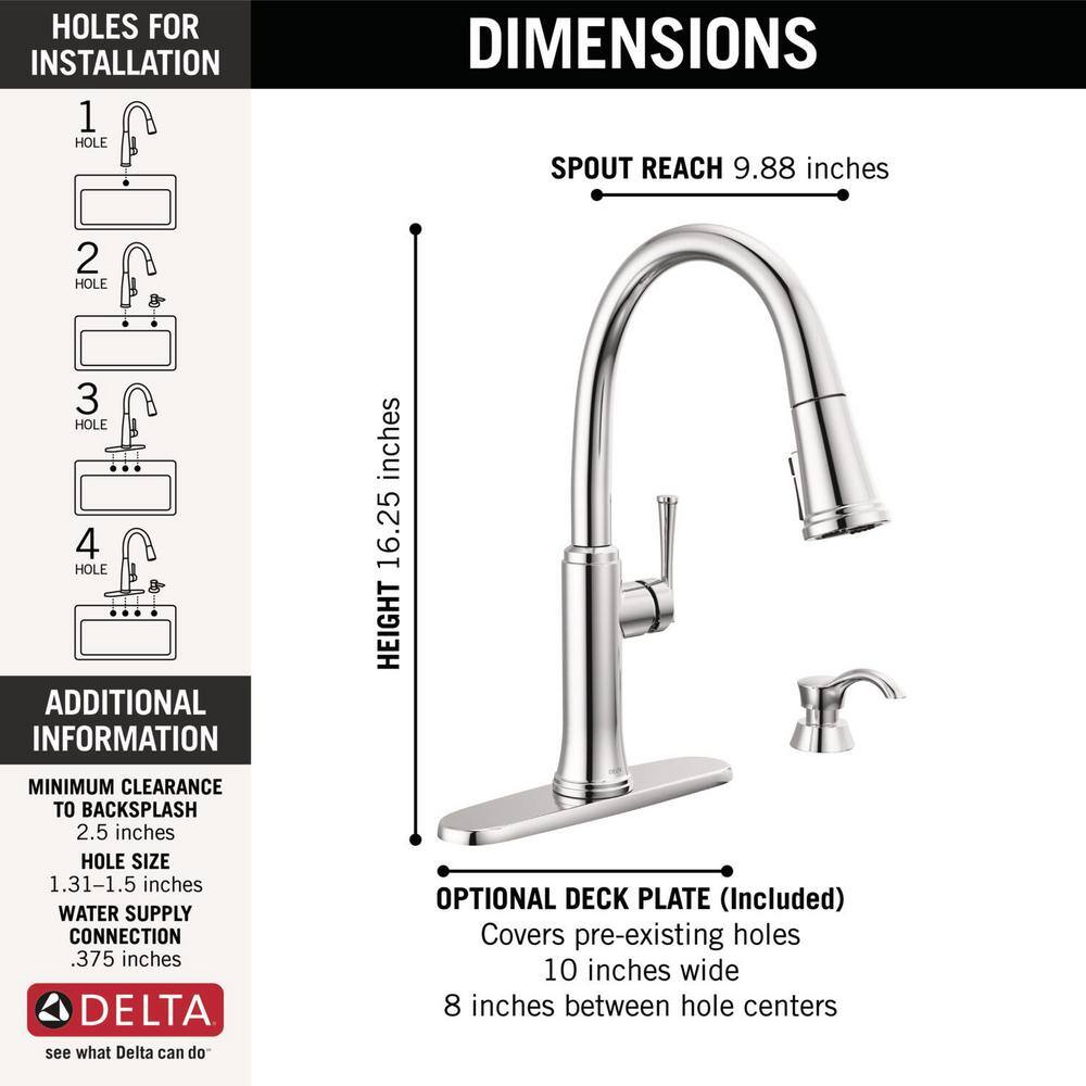 Delta Eldridge Single-Handle Pull Down Sprayer Kitchen Faucet with ShieldSpray Technology in Polished Chrome 19842Z-SD-DST