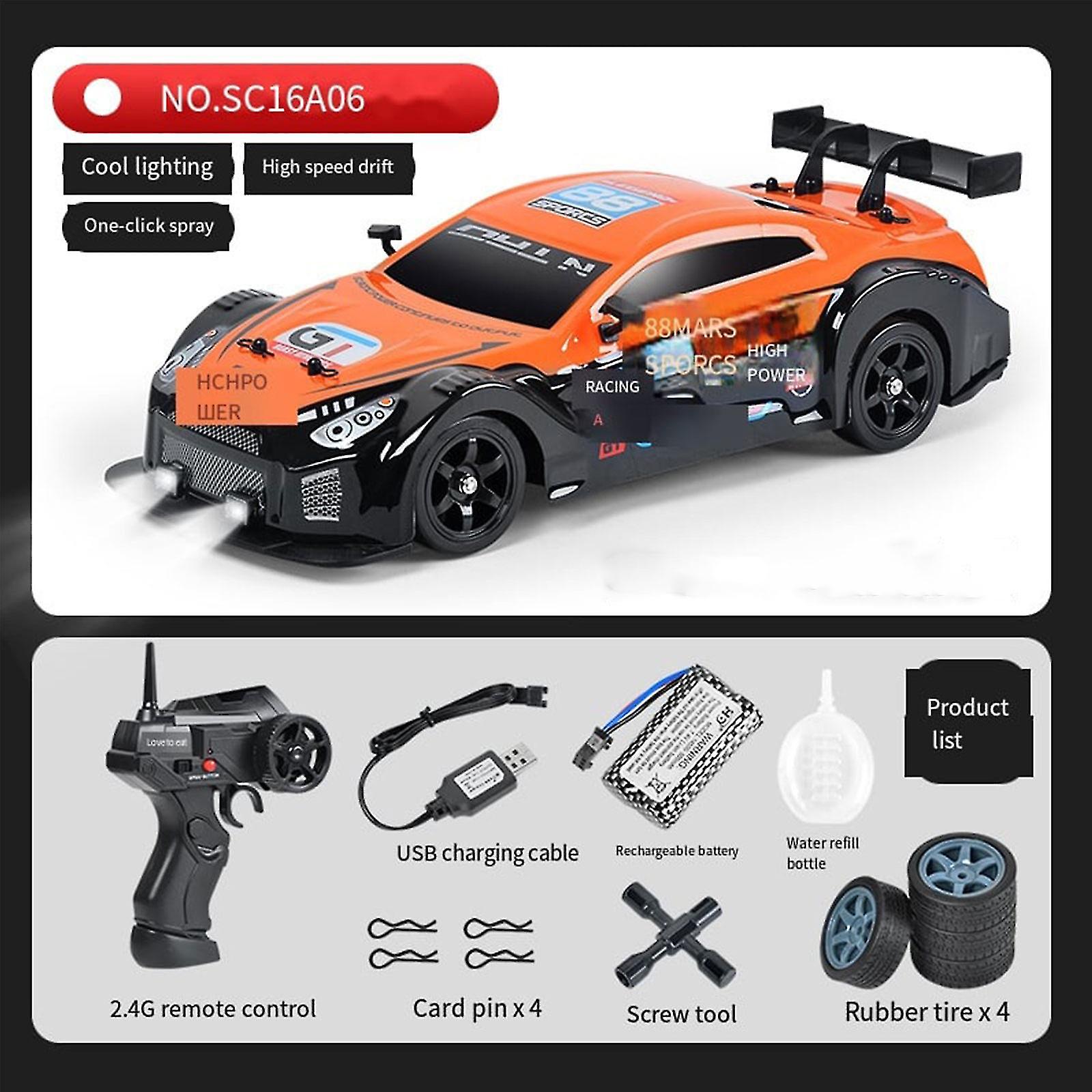 Remote Car Rc Drift Car 1:16 Scale 4wd 18km/h High Speed Vehicle 2.4ghz With Led Lights Rubber Tire Racing Sport Toy Car For Adult