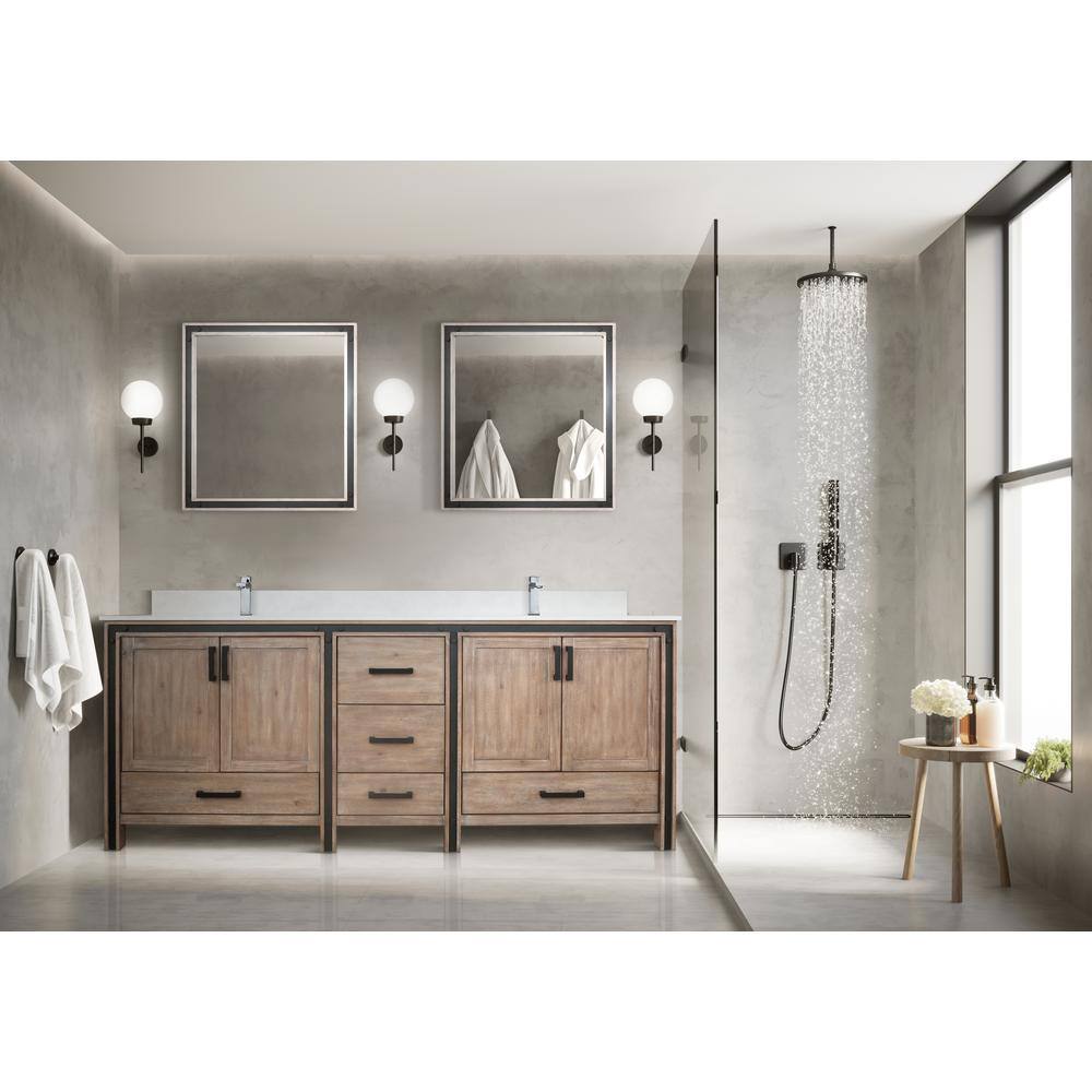 Lexora Ziva 84 in W x 22 in D Rustic Barnwood Double Bath Vanity and Cultured Marble Top LZV352284SNJS000