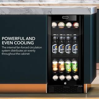 Whynter Built-In Black Glass 80-Can 12 oz.  33-Bottle Capacity 3.0 cu. ft. Beverage Refrigerator Cooler BBR-801BG