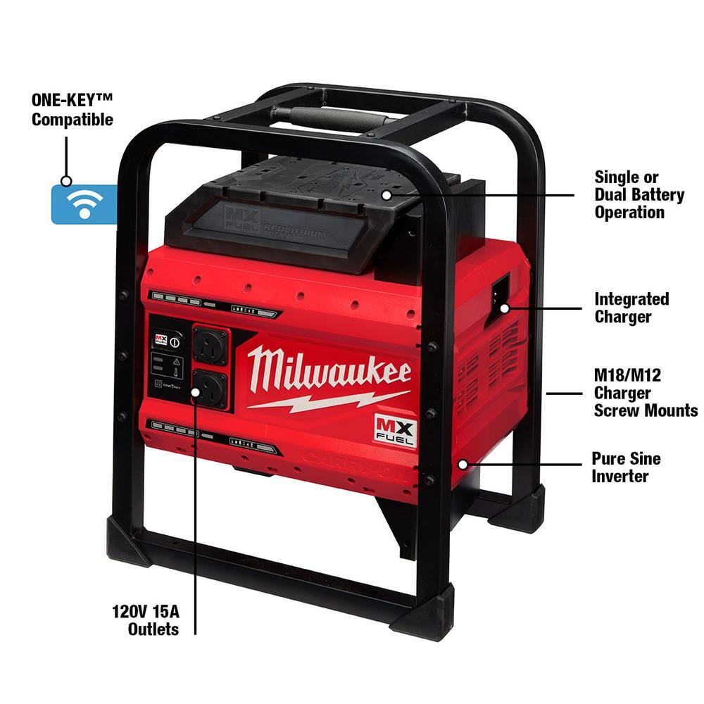 MW MX FUEL 36001800-Watt Lithium-Ion Battery Powered Power Station with M18 FUEL 1 in. Cordless SDS-Plus Rotary Hammer Kit MXF002-2XC-2912-22