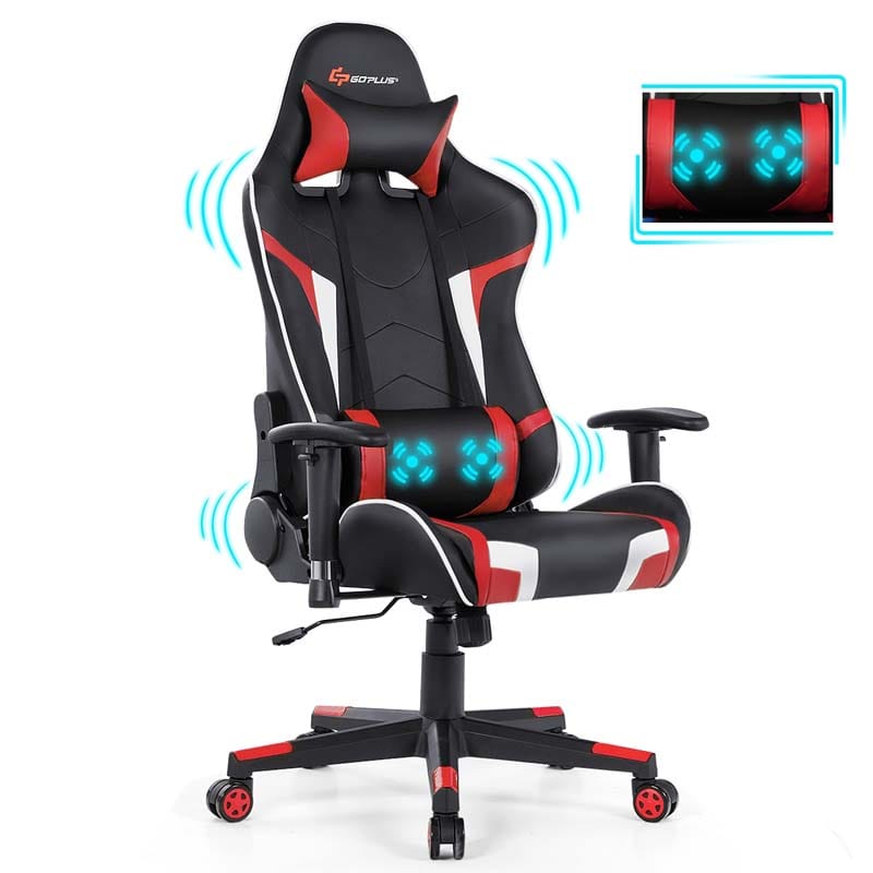 Ergonomic Swivel Massage Gaming Chair Recliner, E-Sport Gamer Racing Chair, Computer Office Chair with Headrest & Lumbar Support