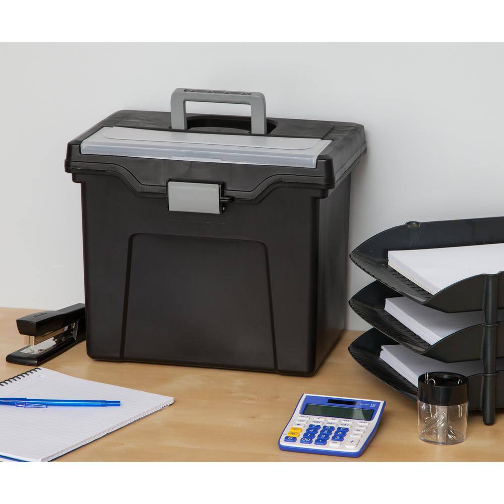 IRIS 24 Qt. Portable Letter Size File Storage Box in Black 110977