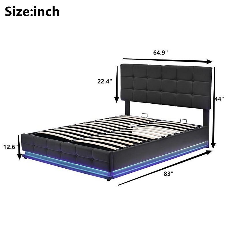 Merax Queen Size Tufted Upholstered Platform Bed With Hydraulic Storage System