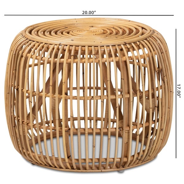 Maverick Modern Bohemian Natural Brown Rattan End table