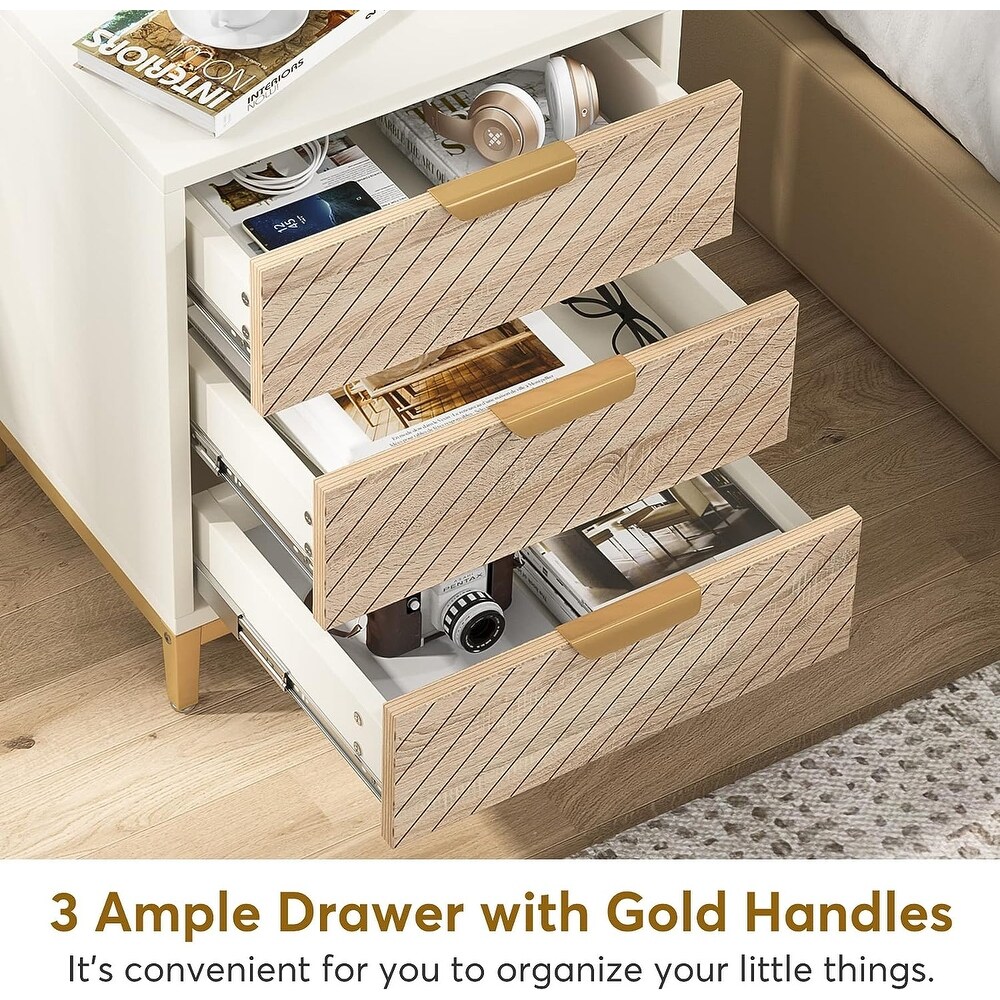 Night Stands for Bedrooms  Nightstands with 3 Drawers for Living Room