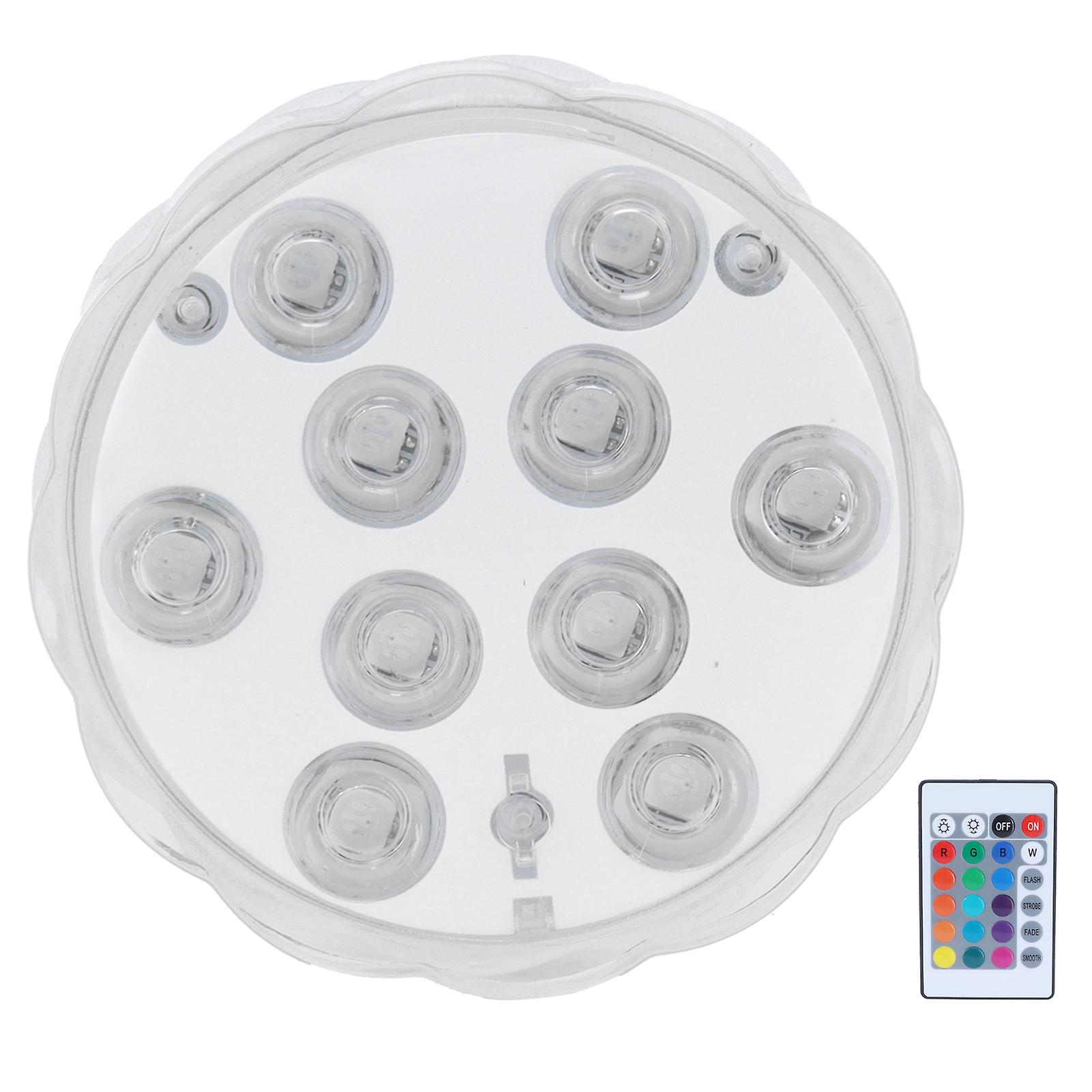 7cm/2.8in 16?Color LED Pool Light RGB Underwater Lamp with 24?Key Remote Control 10 Lamp Beads