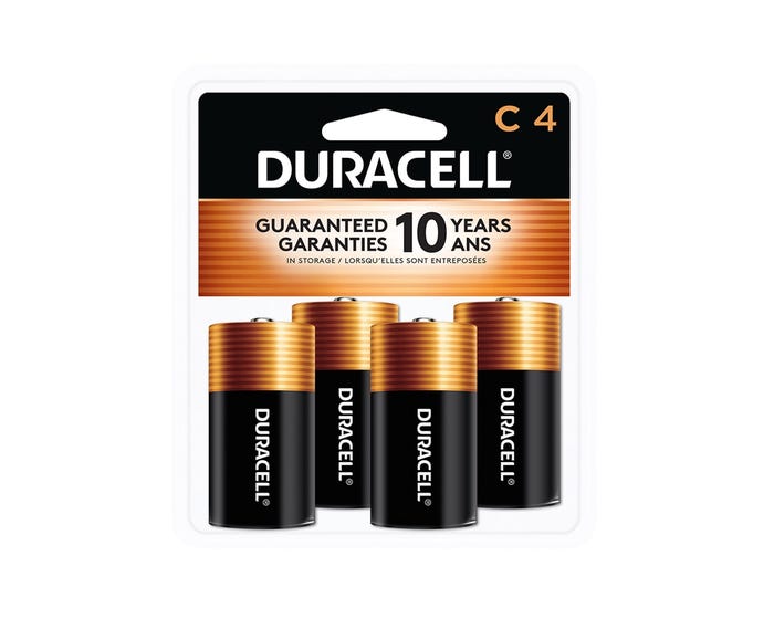 Duracell Coppertop C Alkaline Batteries， 4-Pack