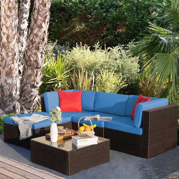 Homall 5 Pieces Wicker Patio Furniture Sets Rattan Outdoor Sectional Sofa