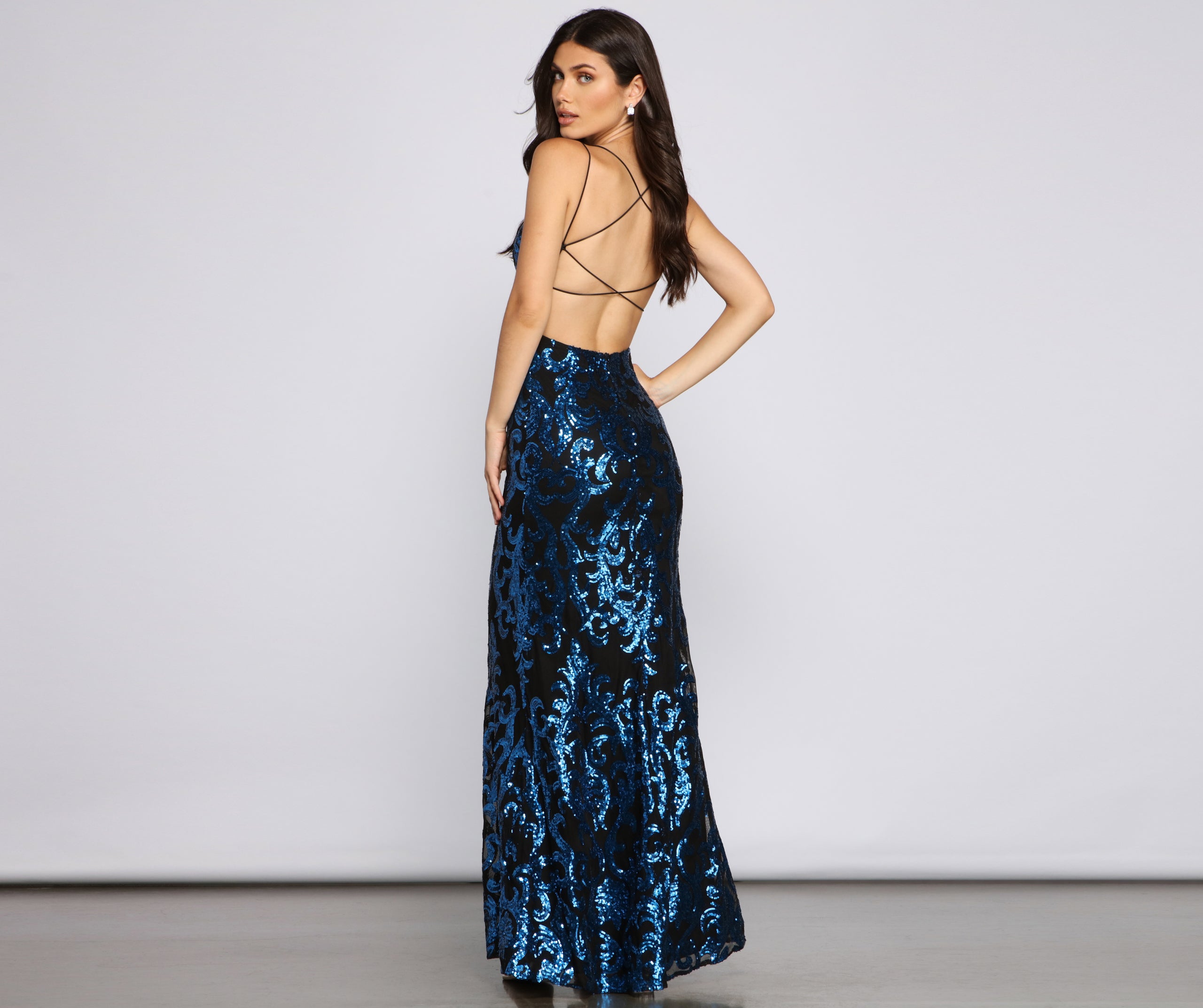 Lila Formal Open-Back Sequin Mermaid Dress