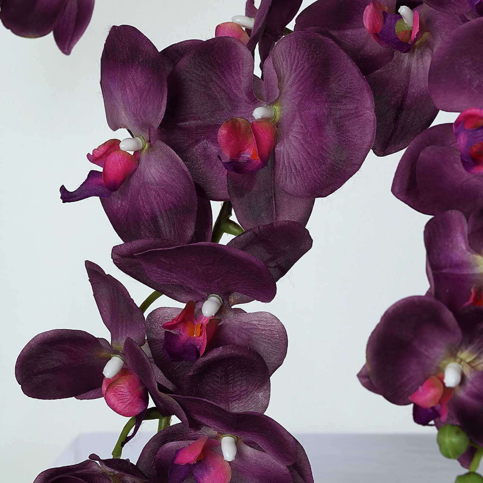 2 Stems Eggplant Artificial Silk Orchid Flower Bouquets 40