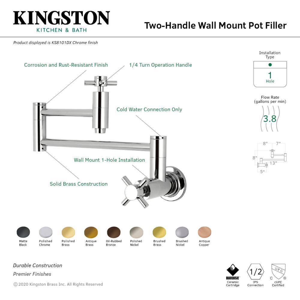 Kingston Brass Concord Wall Mount Pot Filler Faucets in Oil Rubbed Bronze HKS8105DX