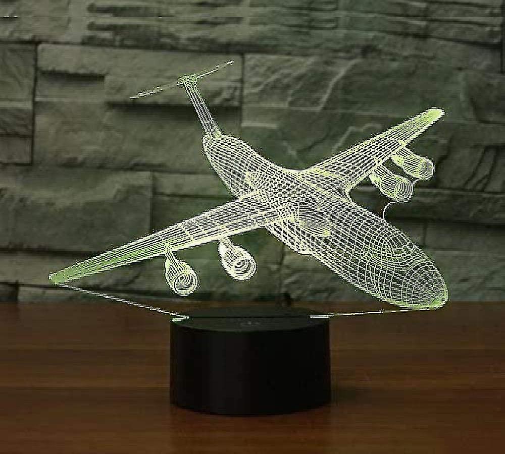 3d Abstract Plane Airplane Airbus Night Light Touch Switch 7 Color Change Led Table Desk Lamp Acrylic Flat Abs Base Usb Charger Home Decoration Toy Bi