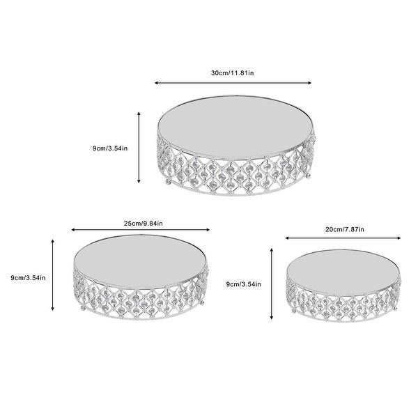 3 Piece Set Crystal Gold Dessert Cupcake Stand with Mirror Plate