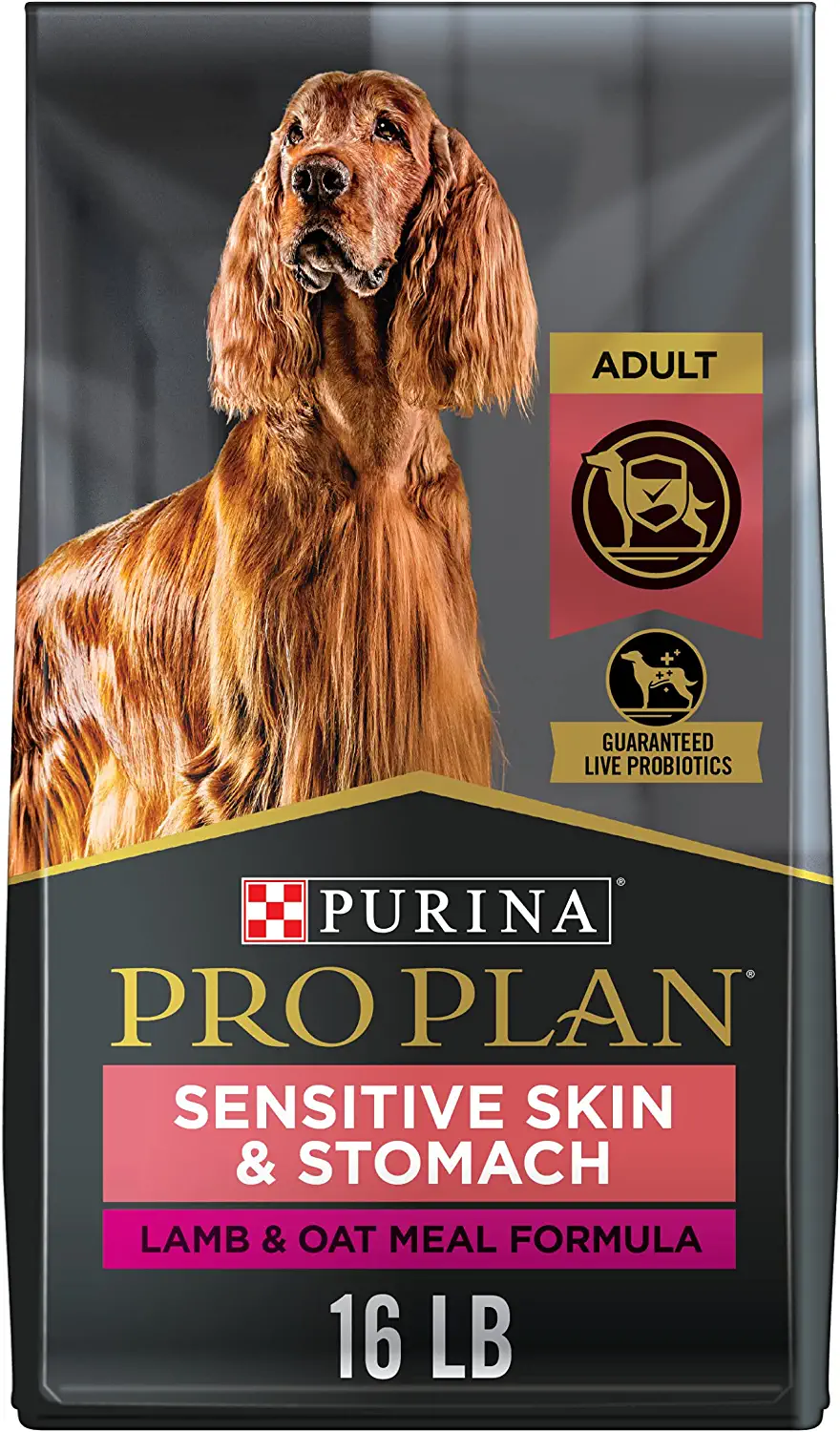 Purina Pro Plan Sensitive Skin and Sensitive Stomach Dog Food With Probiotics for Dogs， Lamb and Oat Meal Formula - 16 lb. Bag