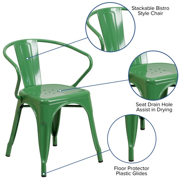 Emma And Oliver Commercial Grade Colorful Metal Indoor outdoor Chair With Arms