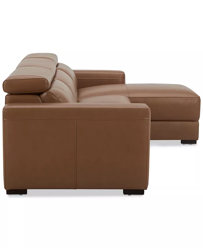 Furniture Nevio 115 3-Pc. Leather Sectional with 1 Power Recliner  Headrests and Chaise Created For Macy's