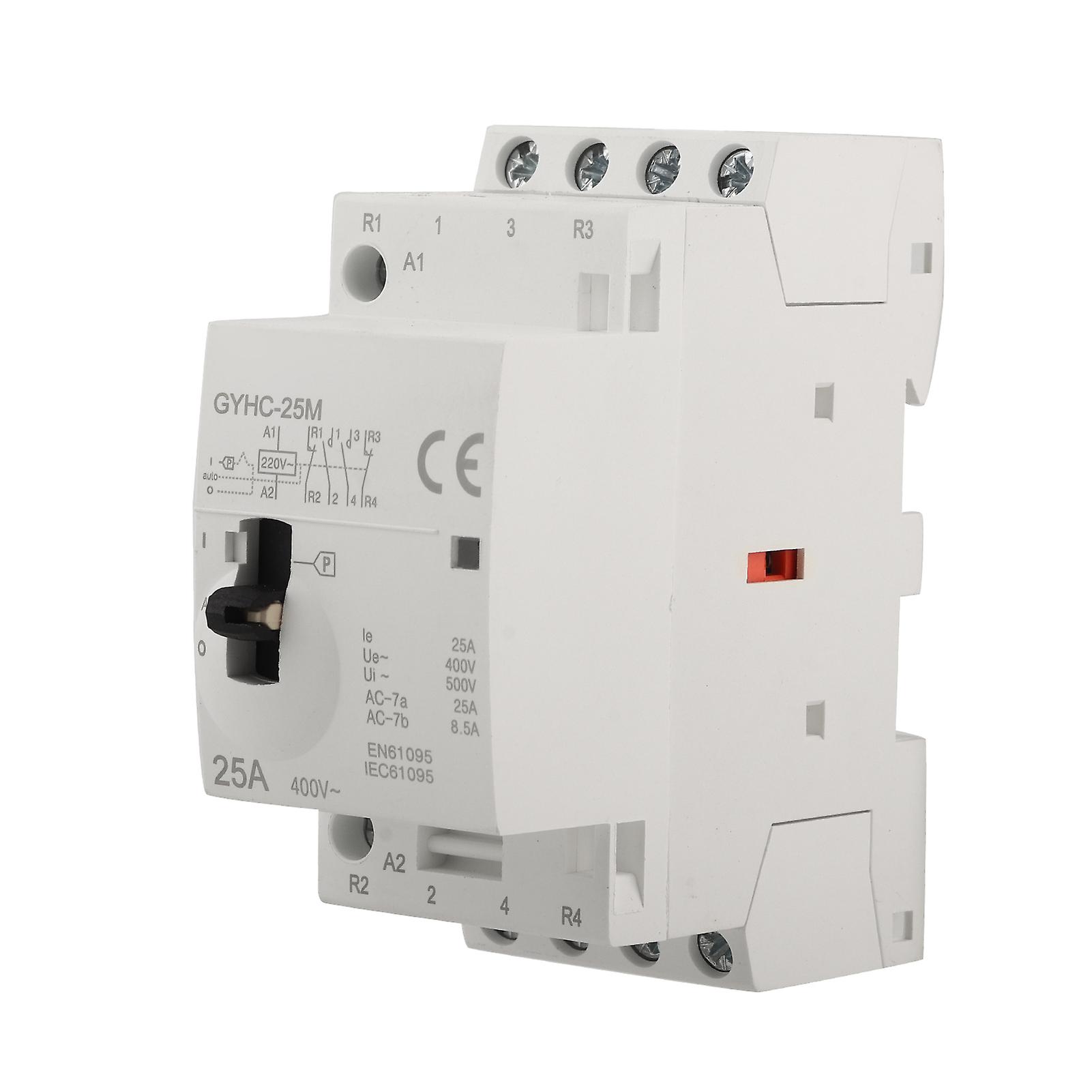 4p 25a 220v 50hz Din Rail Household Ac Contactor With Manual Control Switch2no 2nc