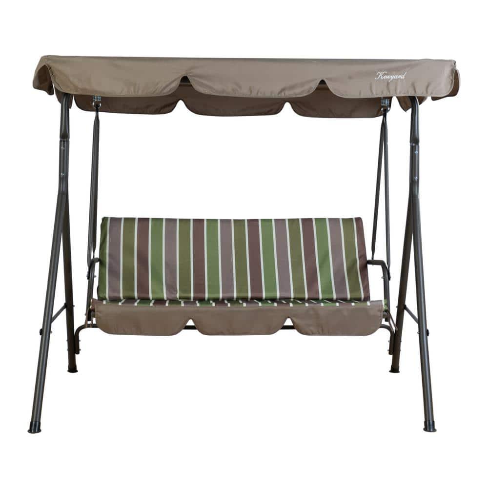 KOZYARD Powder Coated Steel Frame Lime Patio Swing with 3 Comfortable Cushion Seats and Strong Weather Resistant