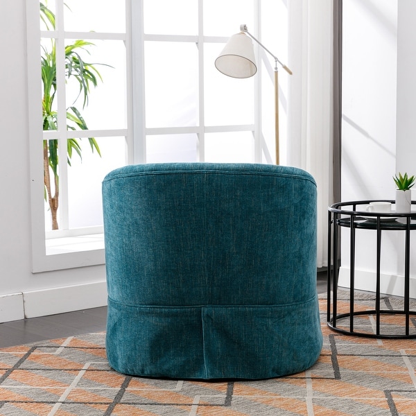 360-degree Swivel Accent Armchair Linen Blend Lounge Chairs Living Room Accent Chair Metal Frame Barrel Sofa Chair， Green