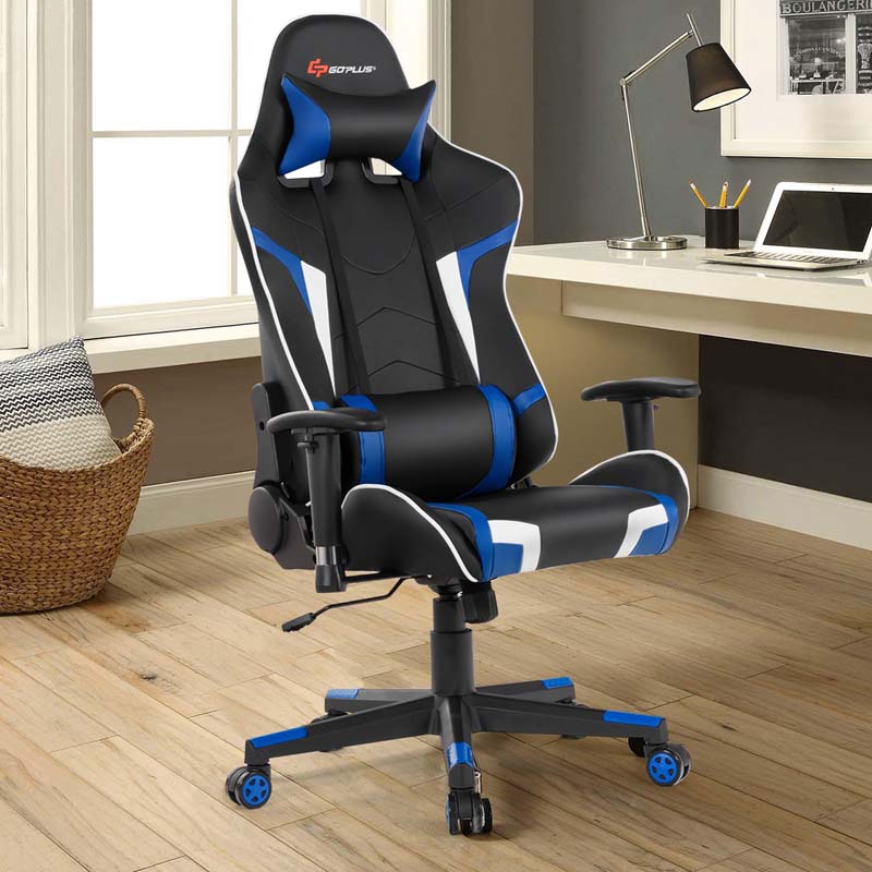 Ergonomic Swivel Massage Gaming Chair Recliner, E-Sport Gamer Racing Chair, Computer Office Chair with Headrest & Lumbar Support