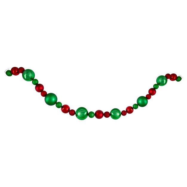 Northlight 6 x27 Red And Green 3 finish Shatterproof Ball Christmas Garland