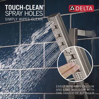 Delta 4-Spray Patterns 1.75 GPM 1.43 in. Wall Mount Handheld Shower Head with H2Okinetic in Lumicoat Stainless 51140-SS-PR