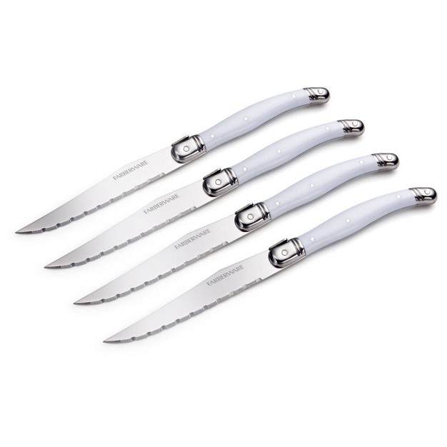 Farberware 4pc Laguiole Steak Knife Set White silver