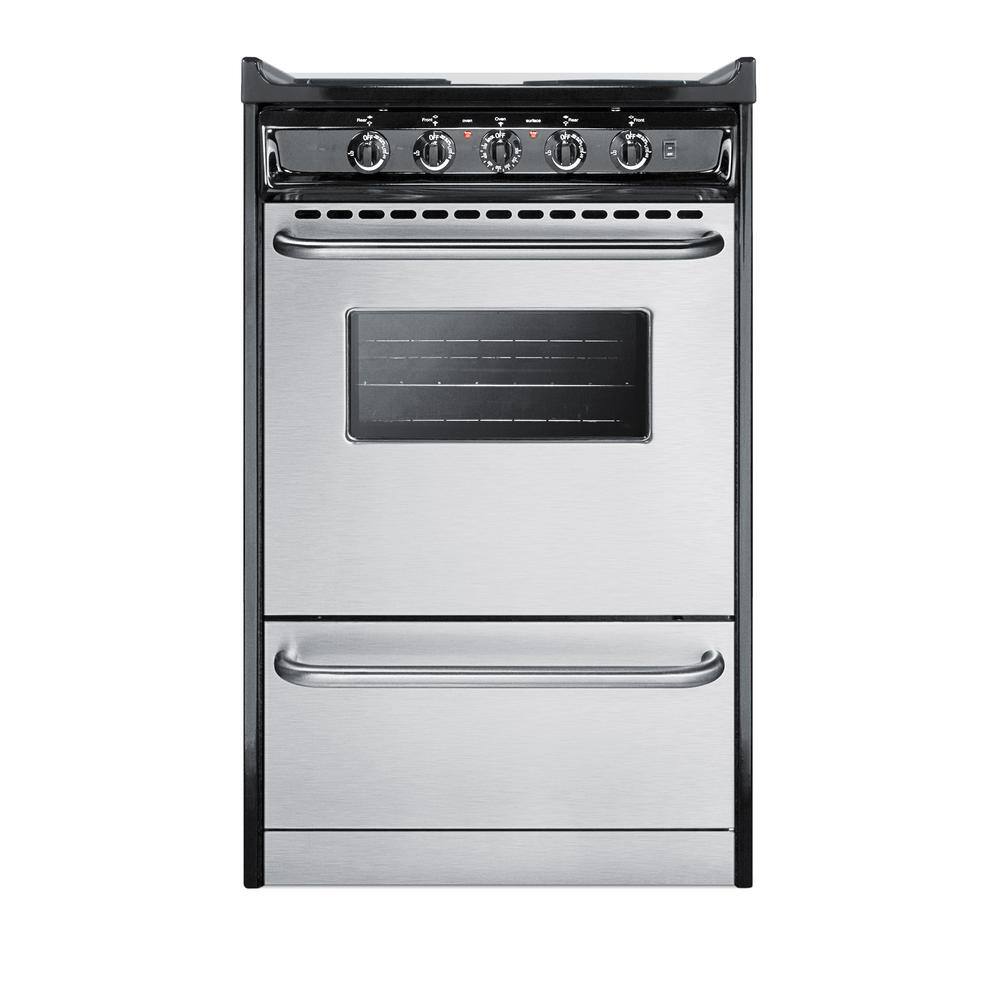 Summit Appliance 20 in. 2.5 cu. ft. Slide-In Electric Range in Stainless Steel TEM110BRWY