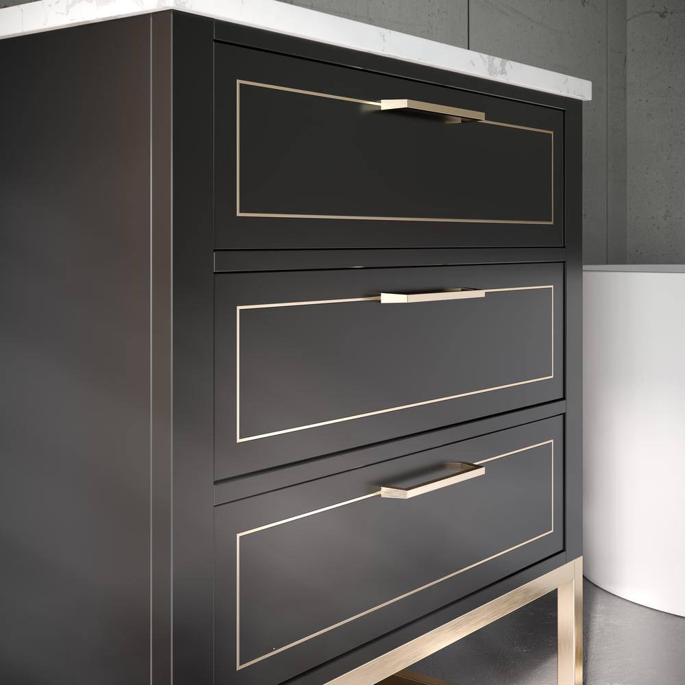 BEMMA Markham 30in. W x 22in. D x 34in. H Free-standing Single Bath Vanity in BlackSatin Brass with White Marble top V-MK30SFM-04BS-M03S-3