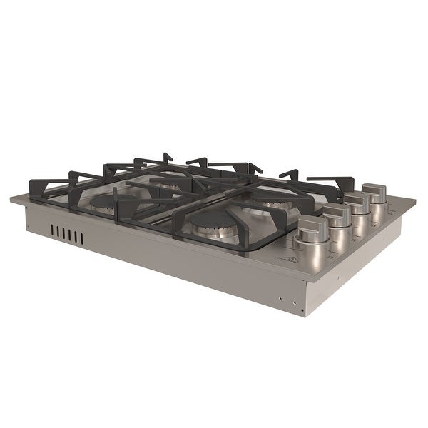 30-in 4 Burners Stainless Steel Gas Cooktop