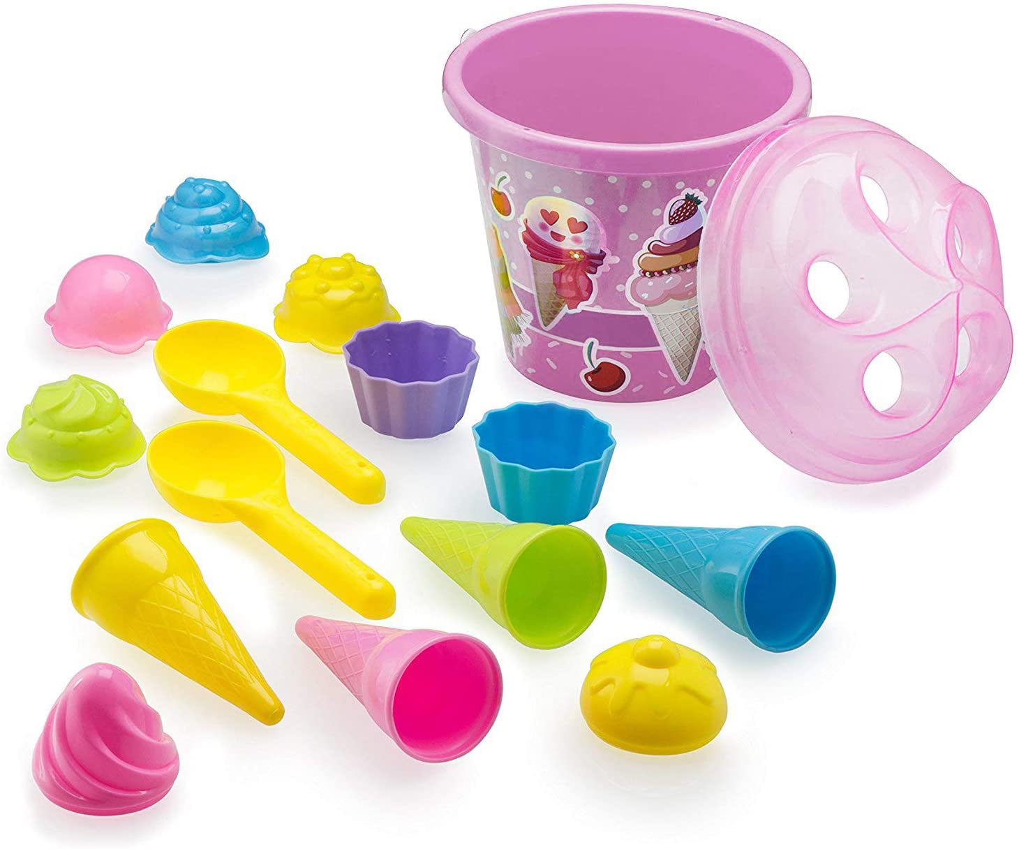 Beach Toys, Sand Toys, 16 Piece Ice Cream Mold Set For Kids 1.5-10 With Large 9" Beach