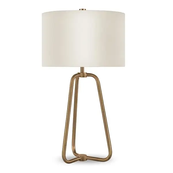 Bryan Golden Antique Brass Finish Table Lamp with Linen Shade