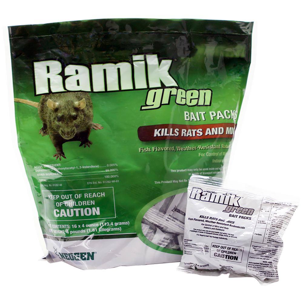 RAMIK Ramik Green Bait Packs 12 in 16 x 4 oz Bait Packs 4 lb Pouch 116341