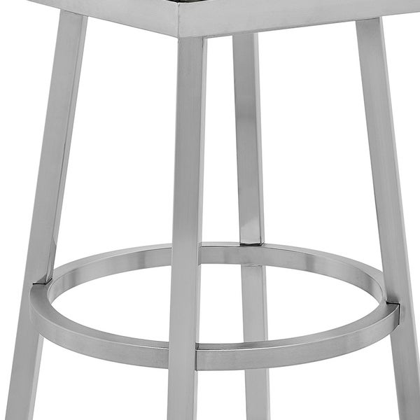 Kim 26 Inch Modern Vegan Leather Counter Stool， Swivel， Metal Legs， Gray