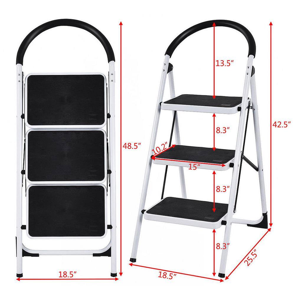 ANGELES HOME 3.54 ft. Metal Step Ladder 330 lbs. Load Capacity 5 ft. Reach Height M35-8TL310