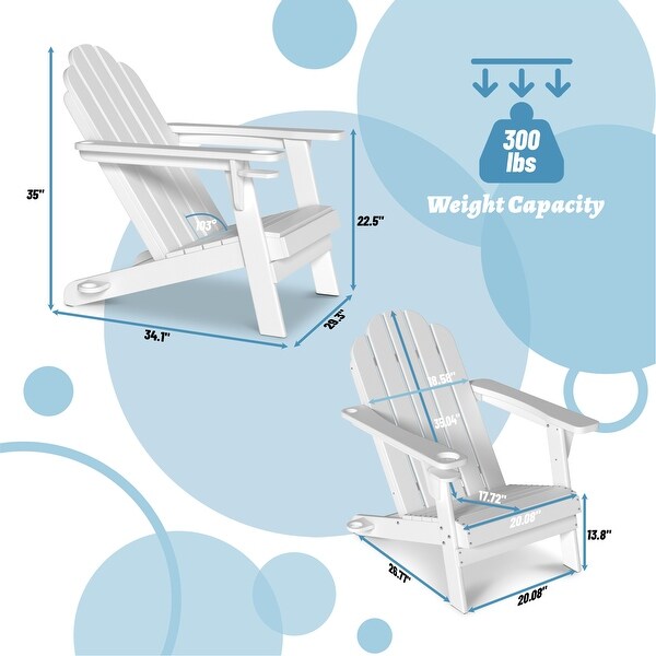 Casainc Traditional Curveback Plastic Patio Adirondack Chair with Cup Holder and umbrella holder Outdoor