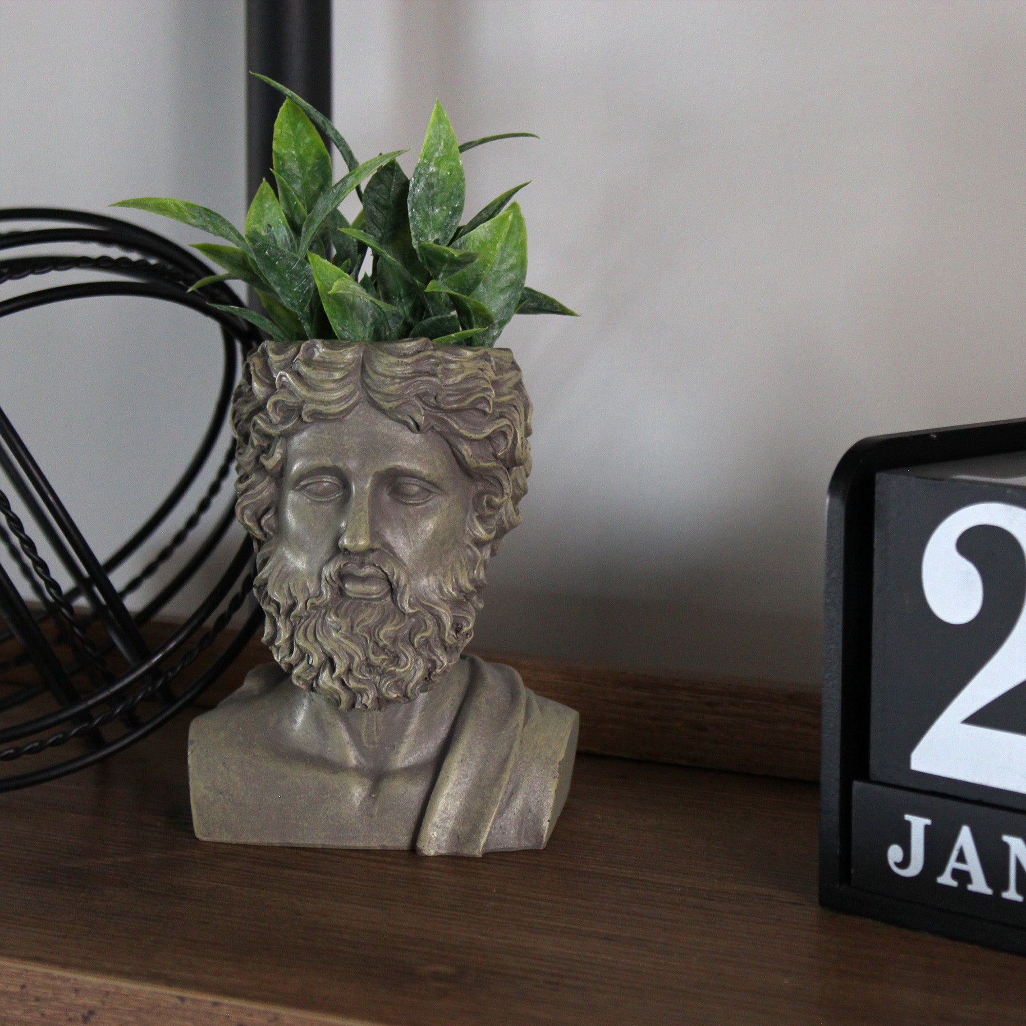 Esterno Greek God Zeus Planter Pot (Mini Size); Garden Decor Statue Head Planter