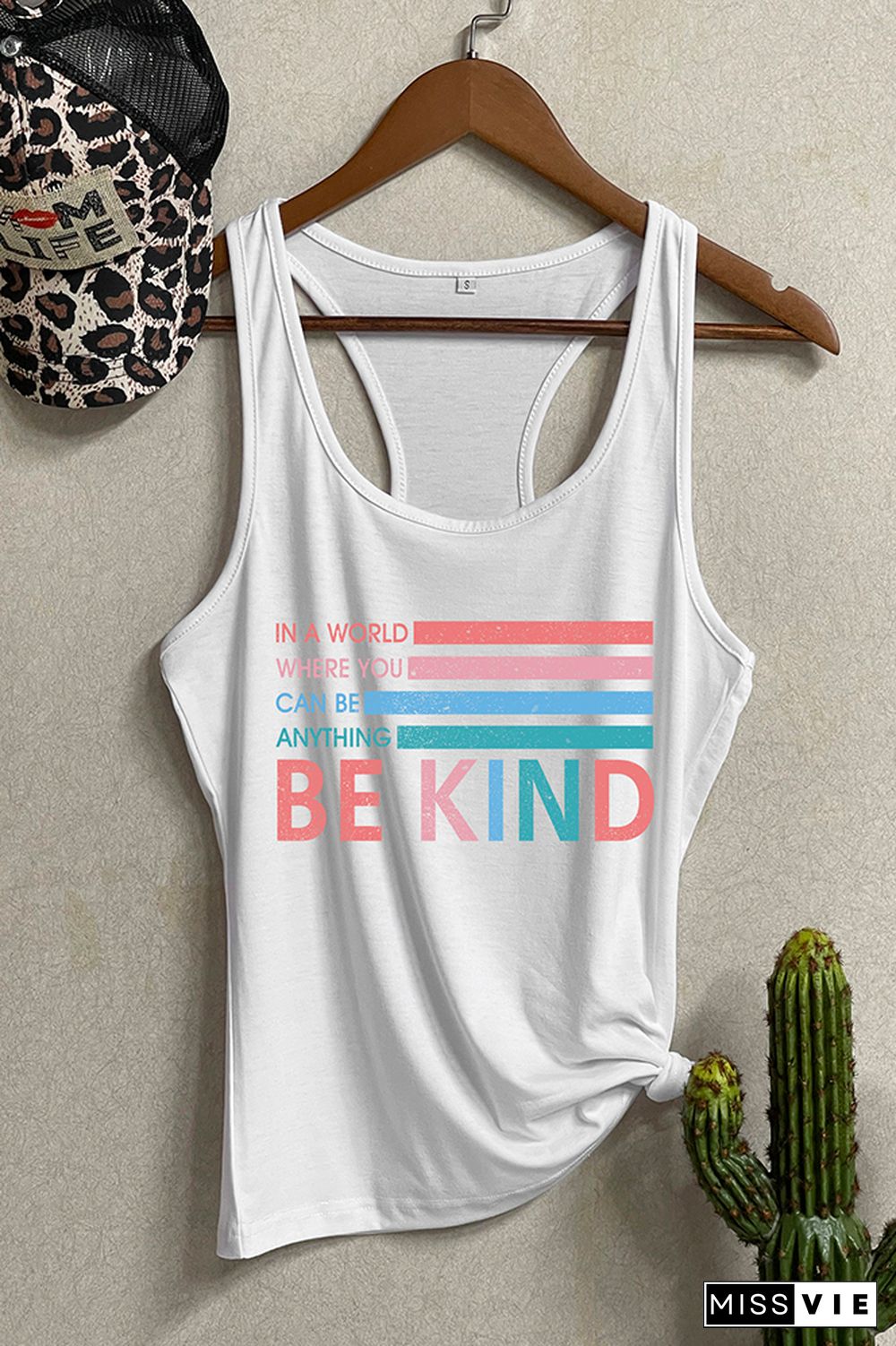 Be Kind Printed Sleeveless Tank Top Wholesale