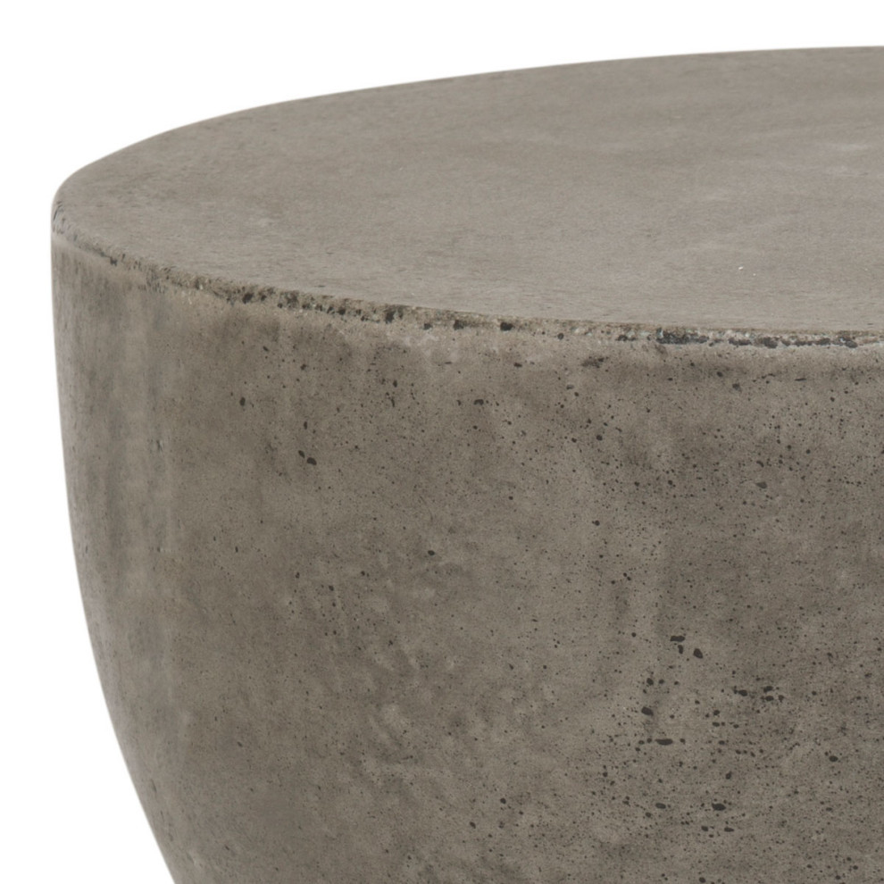 Fabron Indoor/Outdoor Modern Concrete Round 17.7 quotH Accent Table Dark Gray   Industrial   Outdoor Side Tables   by AED Luxury Home Decor  Houzz