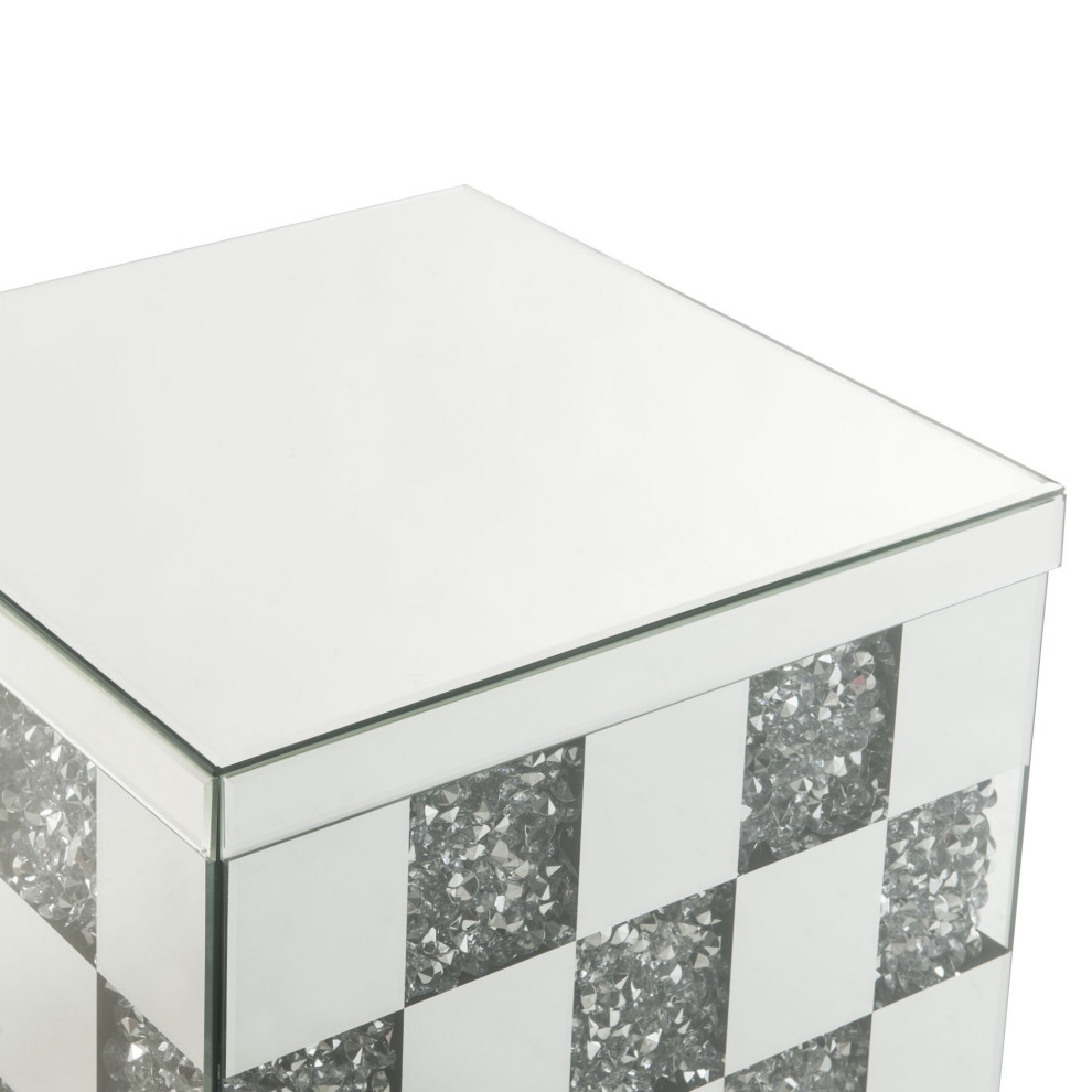 Elegant Mirrored Side Table  Unique Faux Diamonds Accents  ampSquare Top  Silver   Contemporary   Side Tables And End Tables   by Decor Love  Houzz