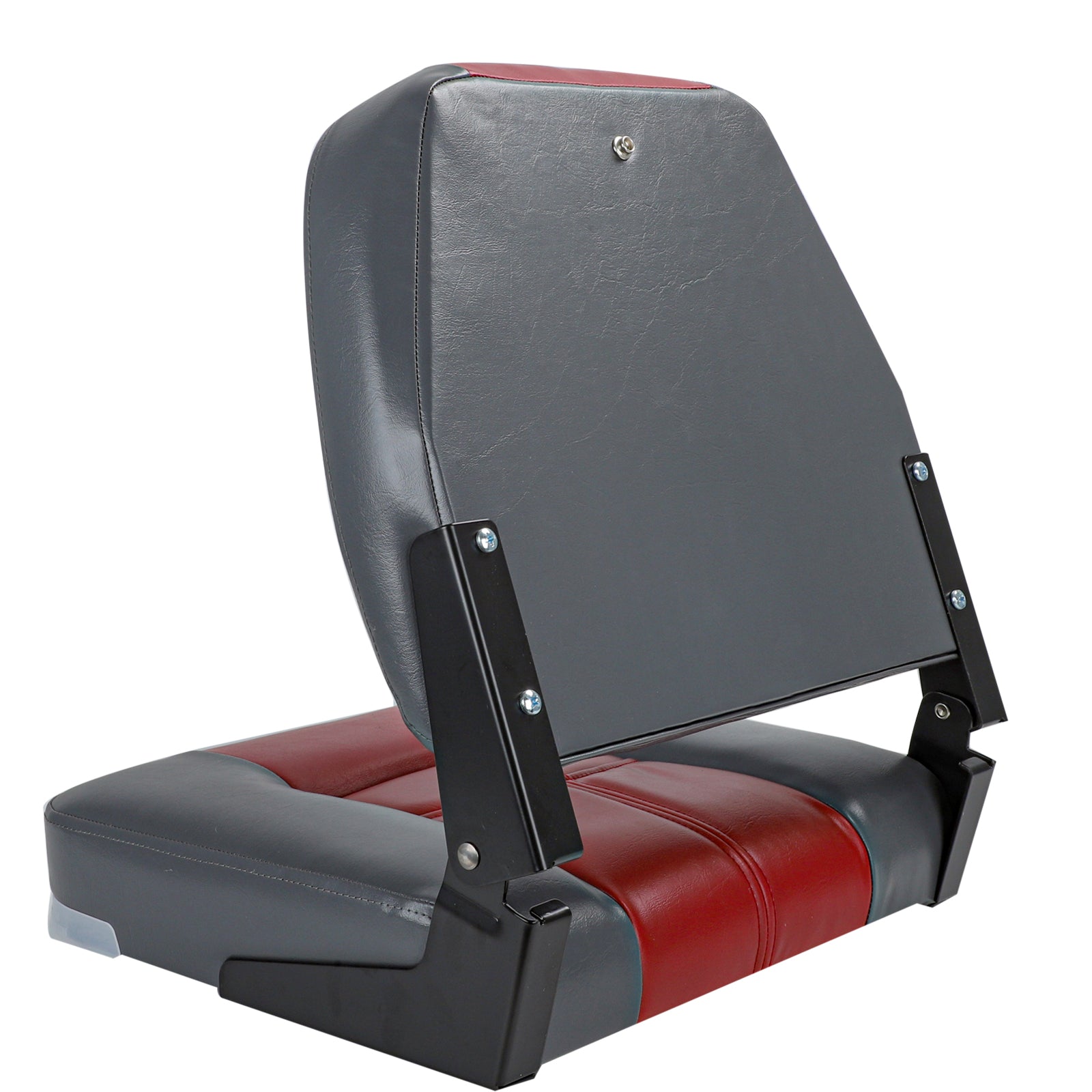 NORTHCAPTAIN Deluxe Charcoal/Wine Red Low Back Folding Boat Seat， 2 Seats