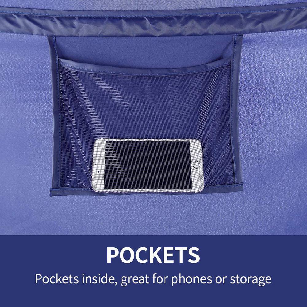 Alvantor Indoor Pop Up Portable Frame Pongee Bed Canopy Tent Twin Curtains Breathable Navy Cottage (Mattress Not Included) 2005FB