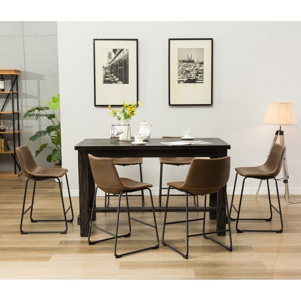 Roundhill Furniture Lotusville 7 pc. Counter height Black Wood Dining Set