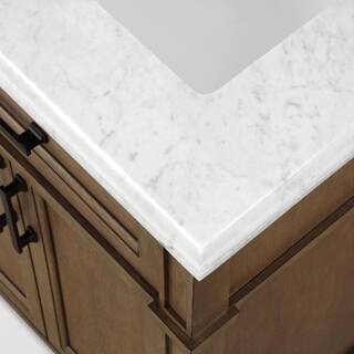 Home Decorators Collection Caville 60 in. W x 22 in. D x 34.50 in. H Bath Vanity in Almond Latte with Carrara Marble Top Caville 60AL