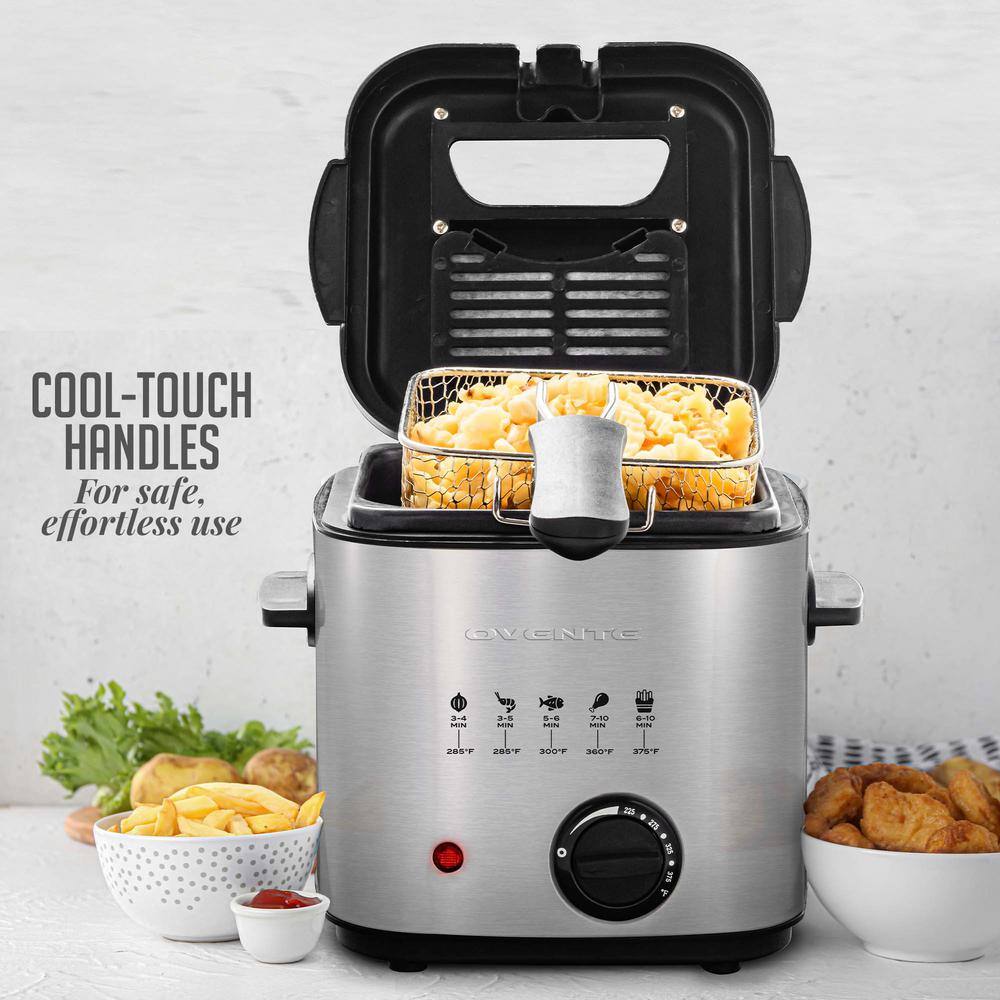 OVENTE 1.5 qt. Silver Deep Fryer with Removable Basket FDM1501BR